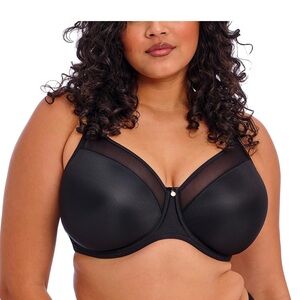 Elomi Smooth Moulded Bra Black Mesh Detail UK36G